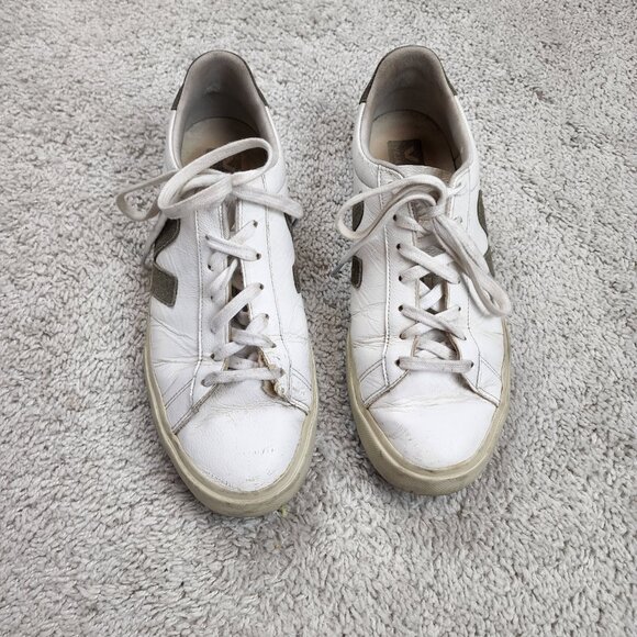 VEJA Esplar T2B Leather Sneaker Shoe White Men's US Size 11.5 EUR 45 Tear Photos - Picture 2 of 8